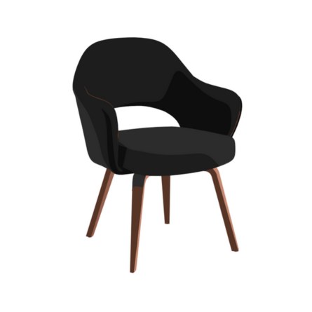 Balck Upholstered Saarinen Chair with Wood Legs - Iconic Restaurant Chair Design