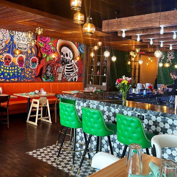 Cultural themed restaurant with Mexican ethnic murals