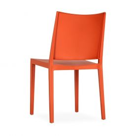 Stackable Indoor/Outdoor Resin Restaurant Chair With Square Back in Orange