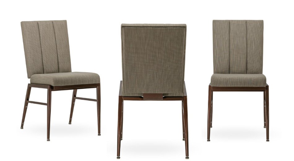 Ella Upholstered Stackable Aluminum Banquet Chair, a luxurious and comfortable choice for wedding venues