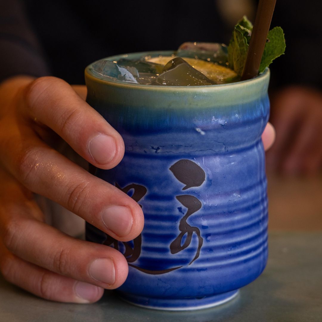 Cocktail served at Katana Cocina Nikkei Sushi Restaurant with Japanese-Peruvian ambiance