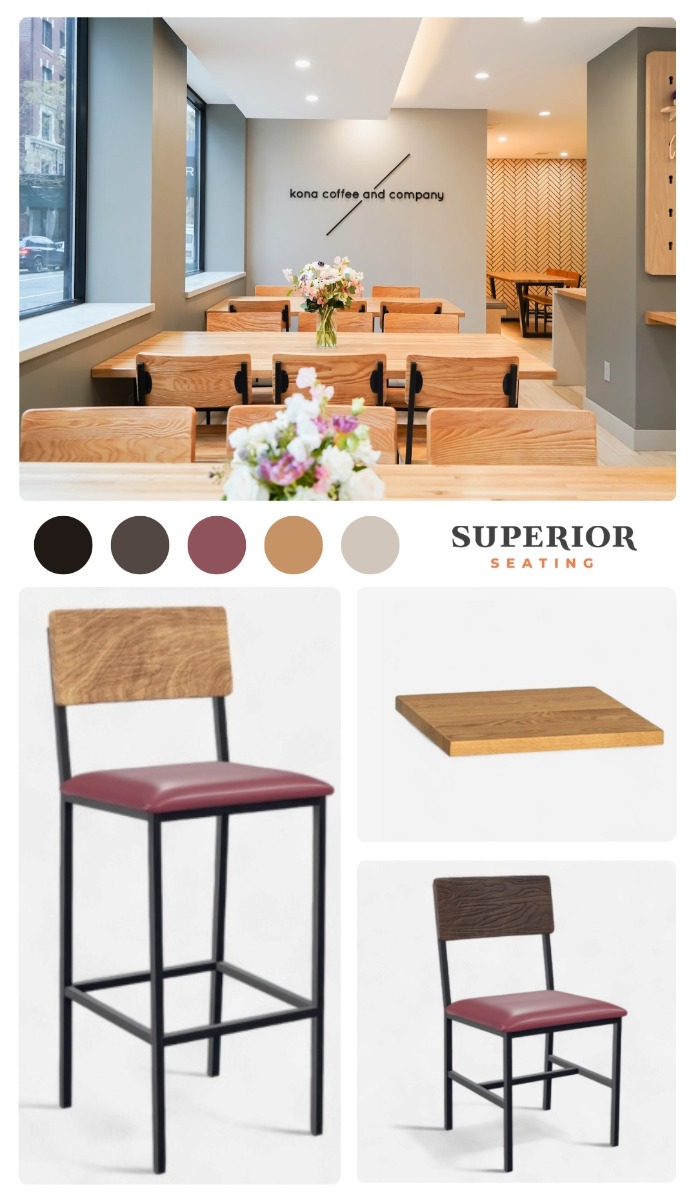 Commercial furniture design inspiration for specialty coffee service in urban setting