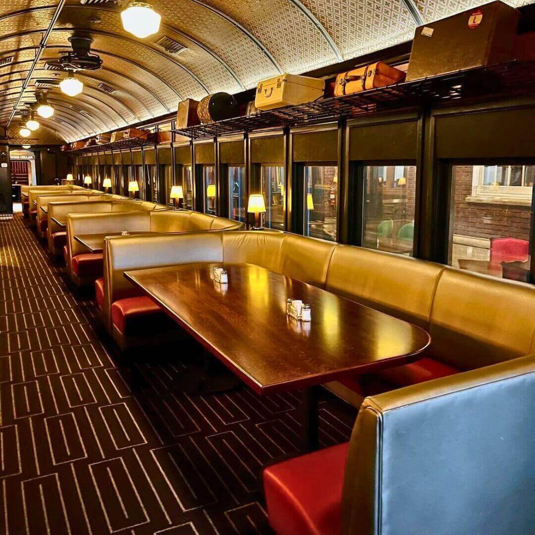 Italian restaurant booth and table seating demonstrating classic dining atmosphere