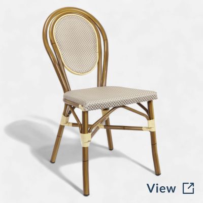 Bamboo Look Aluminum Frame Textilene Restaurant Chair